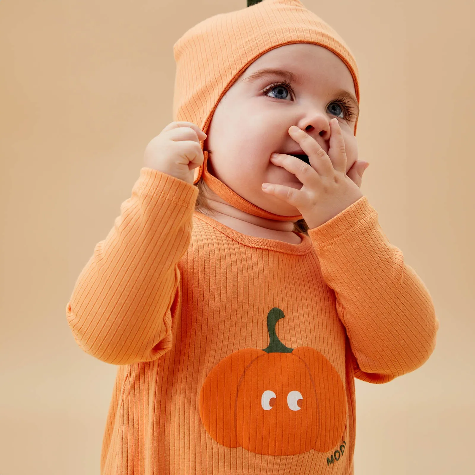 Pumpkin Ribbed Bloomer Bodysuit