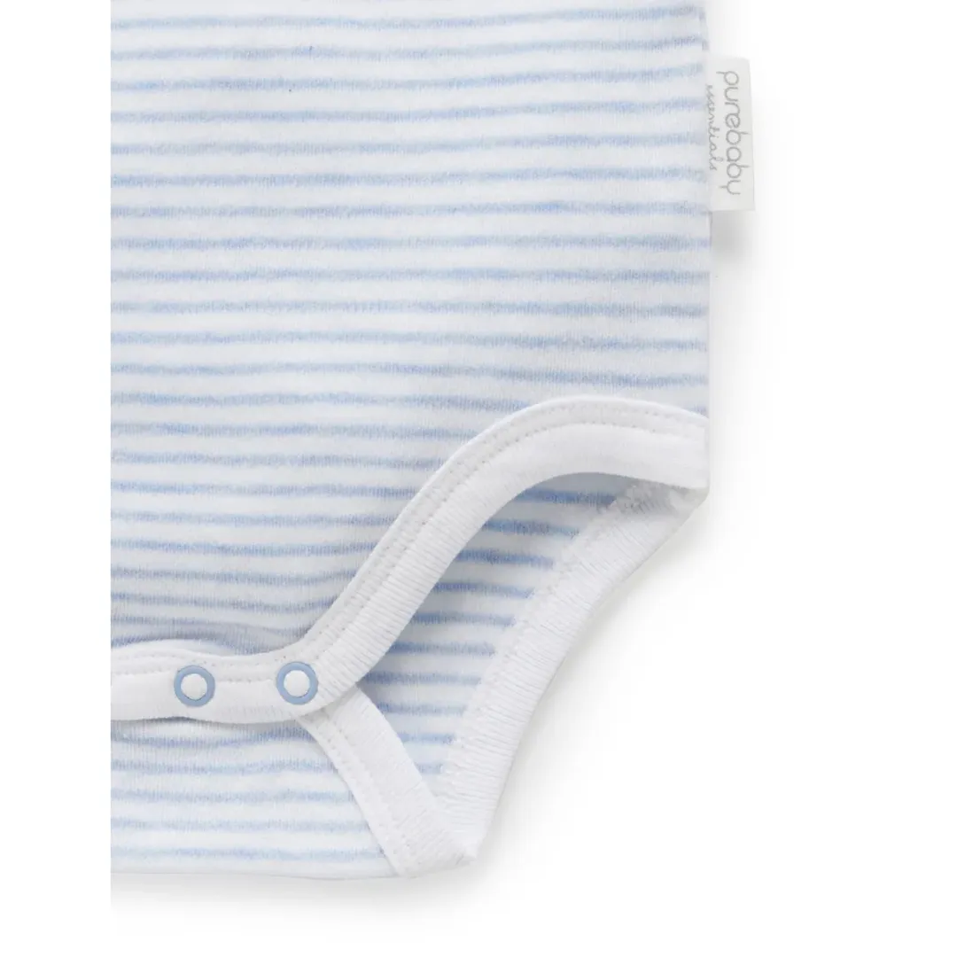 Purebaby Organic Singlet Bodysuit Unisex - Pale Blue Melange Stripe