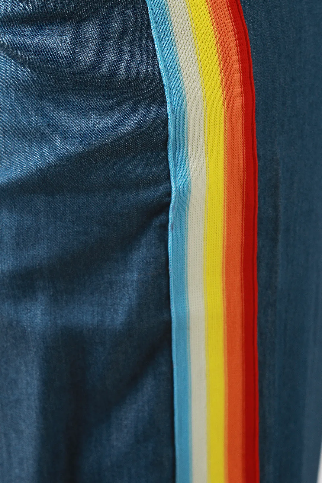 Rainbow Stripe High Waist Wide Leg Chambray Pants