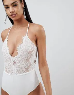 Rare London lace plunge bodysuit