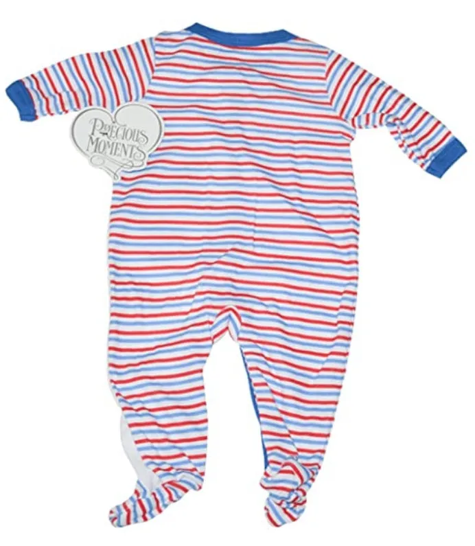 Rare Precious Moments Sleep & Play Baby Boy Clothing Embroidered One-Piece Outfit Snap-Up Footed Romper Sleepsuit 0-3 M 'Cutest Pals' Boy with a Bear