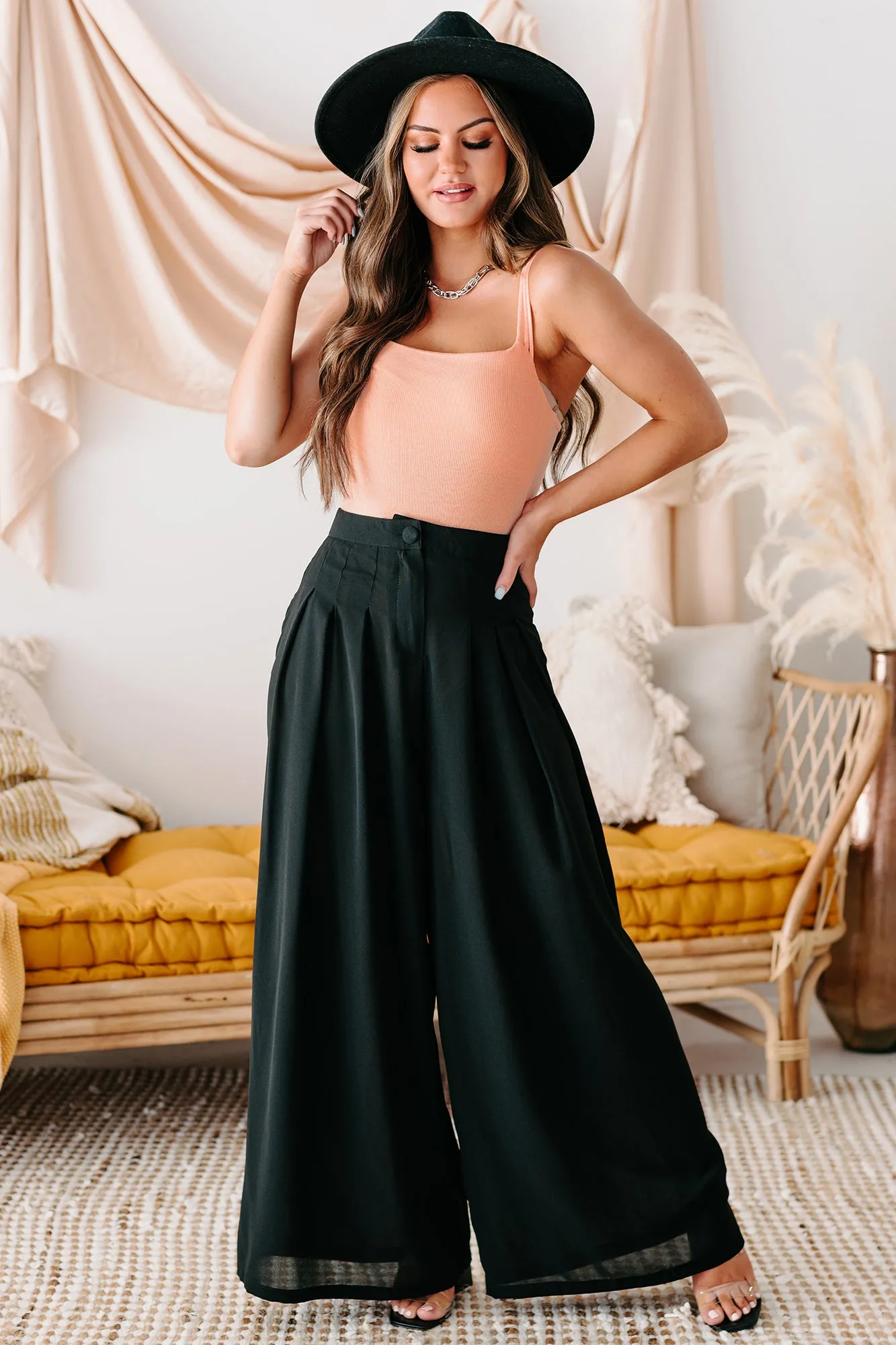 Rare Talent Ribbed Triple Strap Bodysuit (Peach)