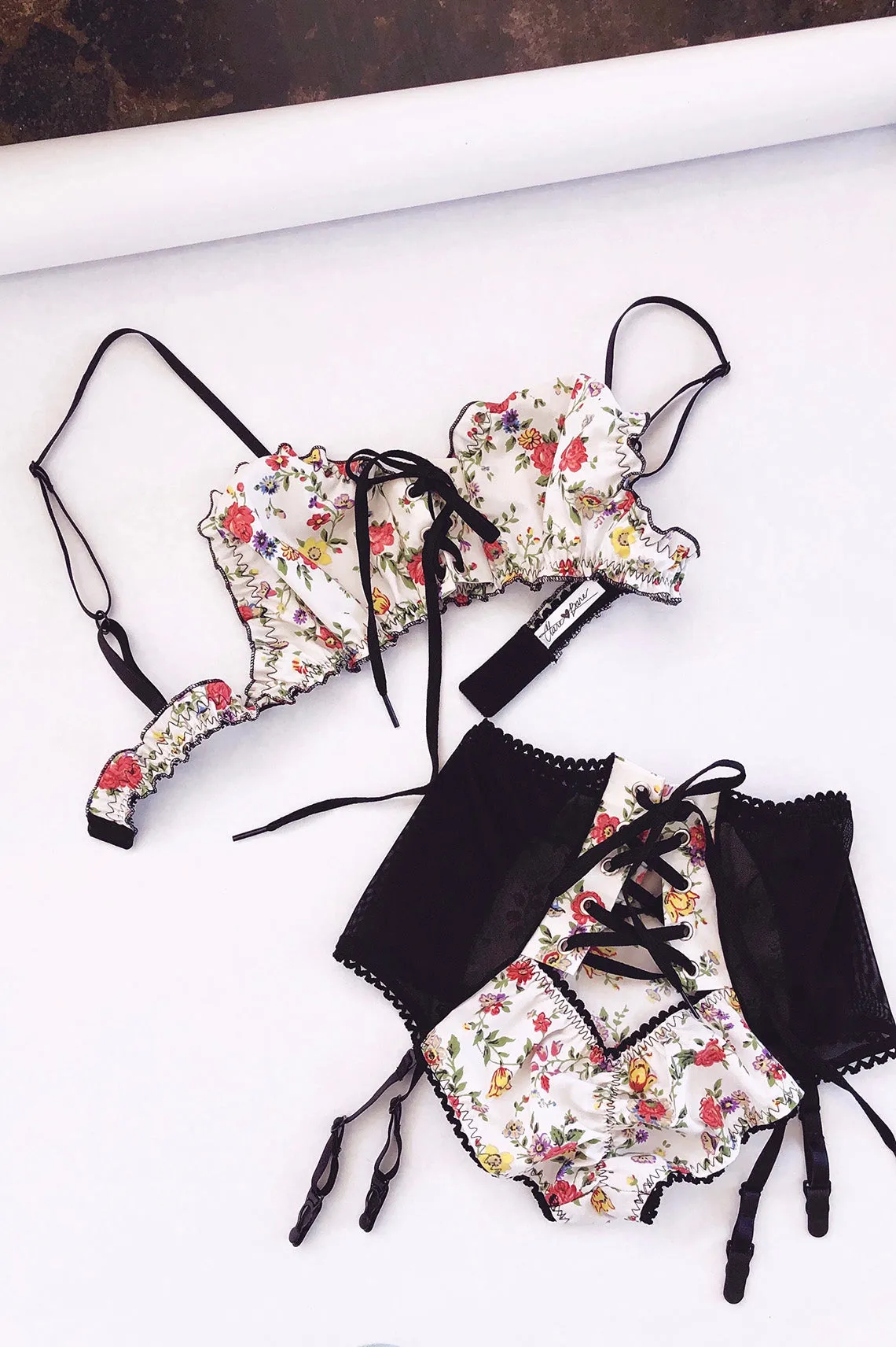 READY TO SHIP / Cardamine Lace Up Panty in Wild Rose (1S)
