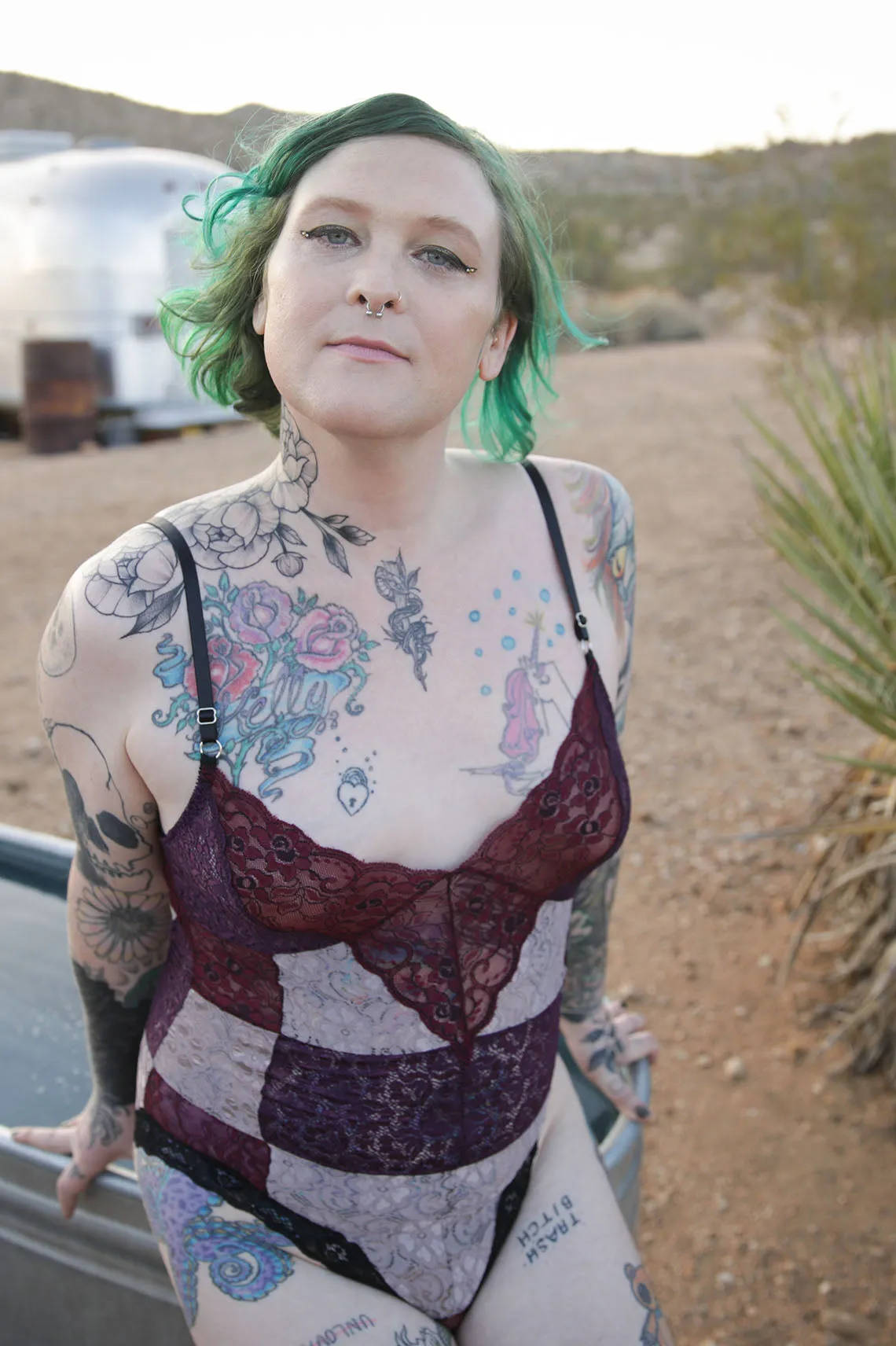 READY TO SHIP / Entwine Patchwork Bodysuit in Purple (1M)