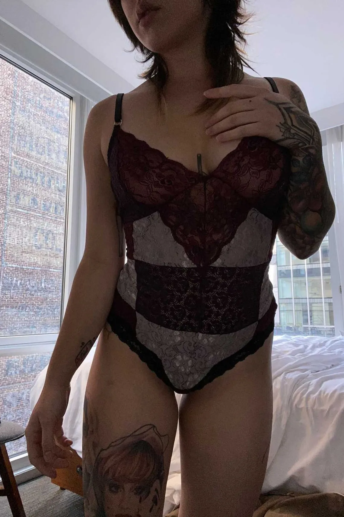 READY TO SHIP / Entwine Patchwork Bodysuit in Purple (1M)