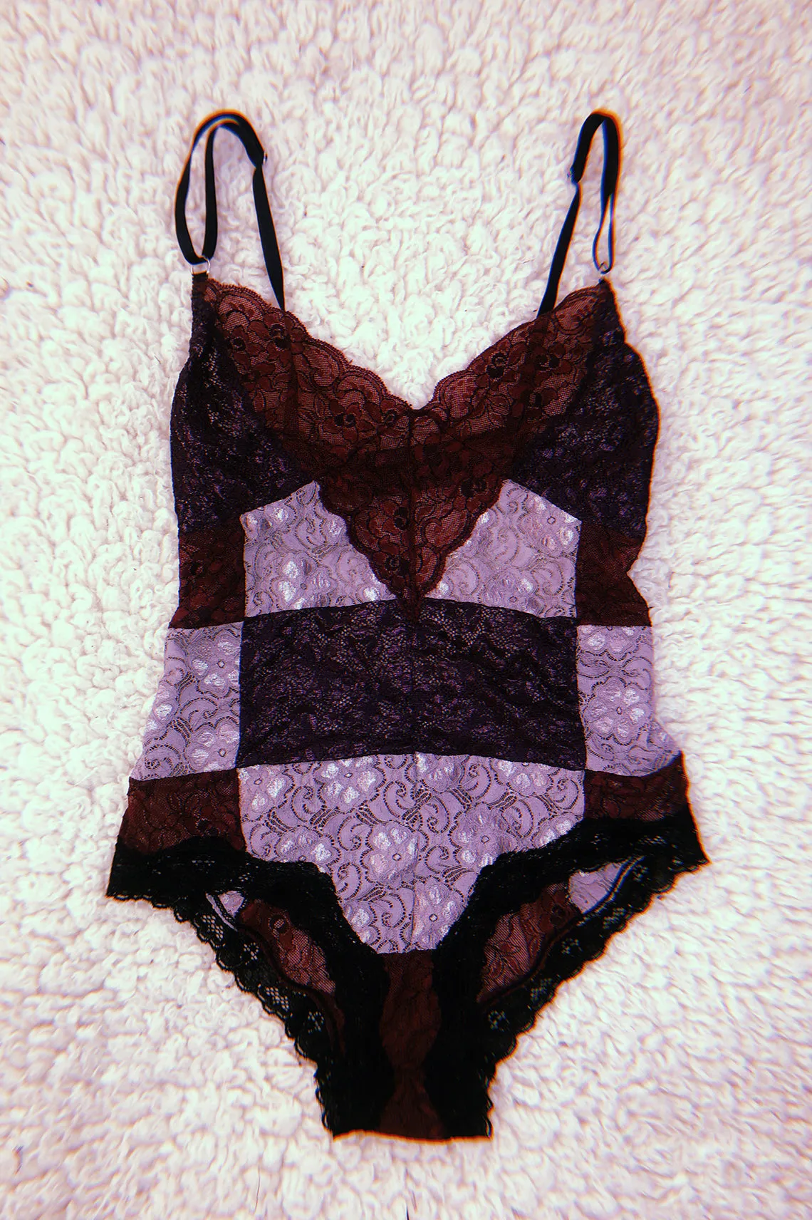 READY TO SHIP / Entwine Patchwork Bodysuit in Purple (1M)