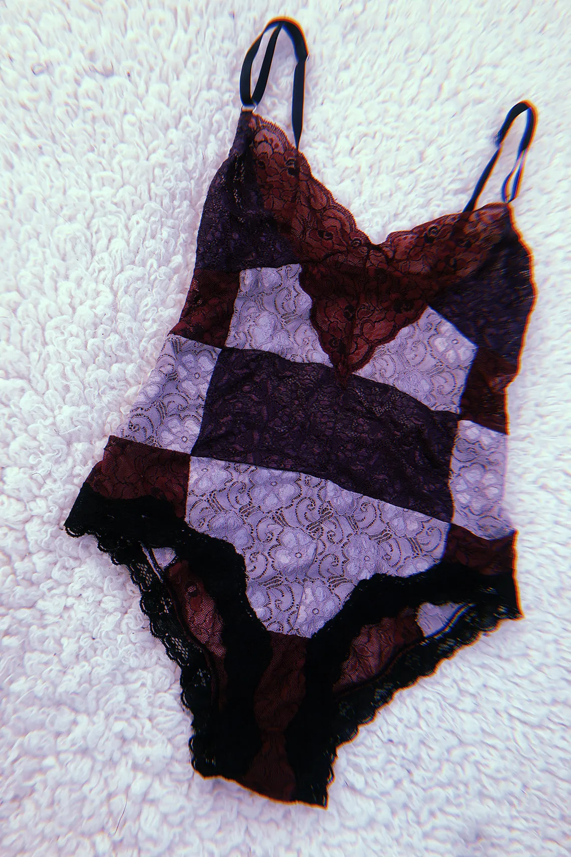 READY TO SHIP / Entwine Patchwork Bodysuit in Purple (1M)