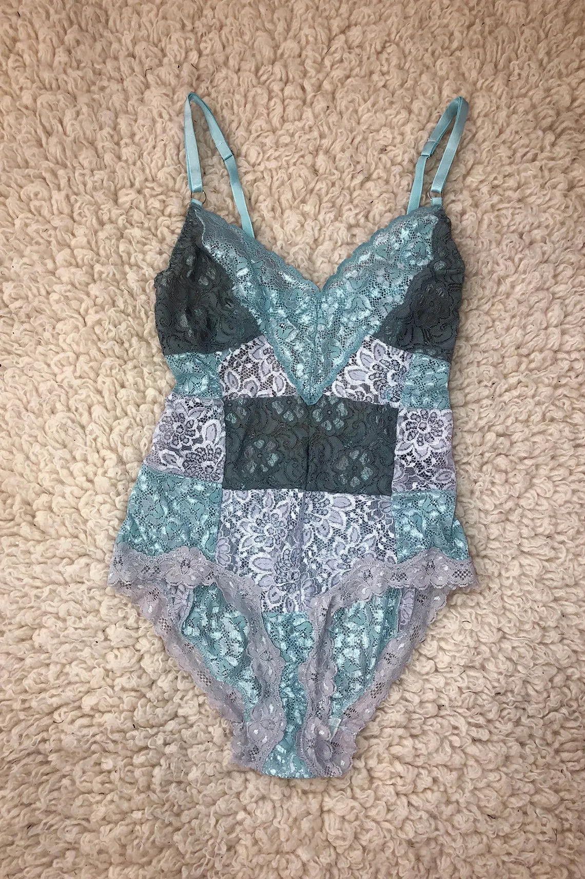 READY TO SHIP Entwine Patchwork Bodysuit in Teal (1 size S)