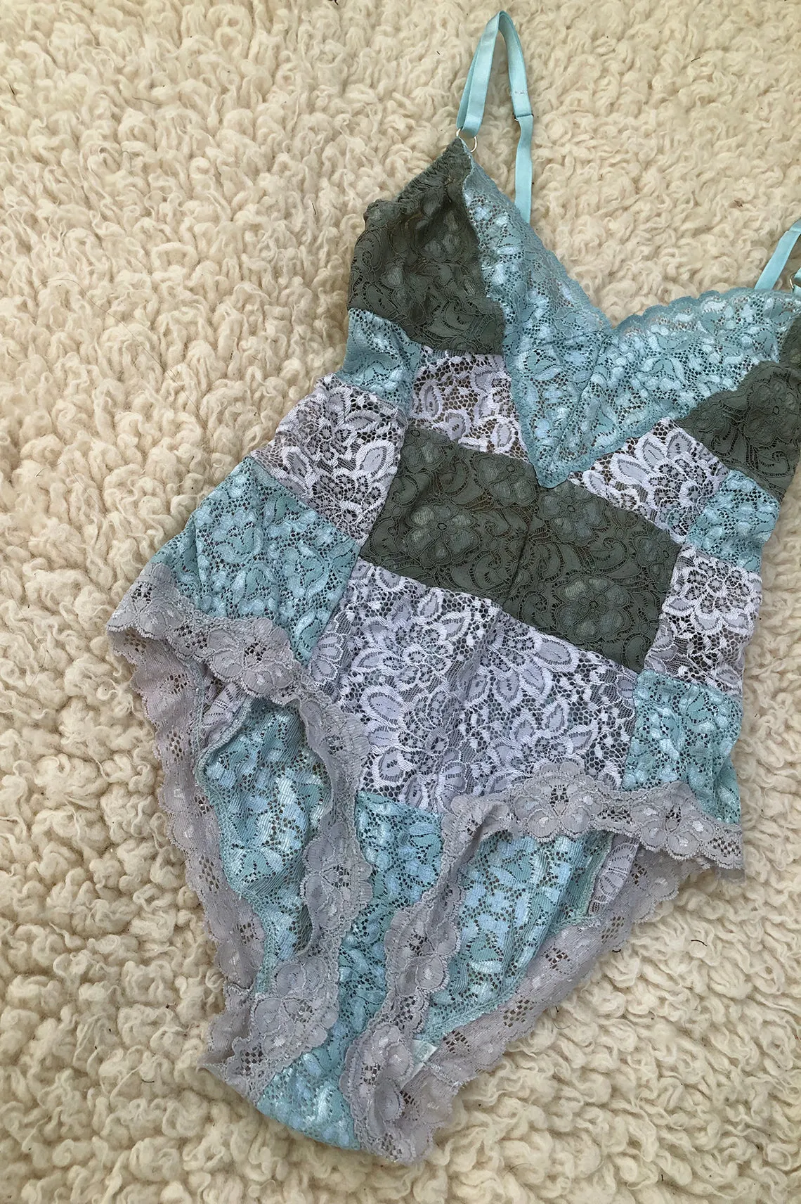 READY TO SHIP Entwine Patchwork Bodysuit in Teal (1 size S)