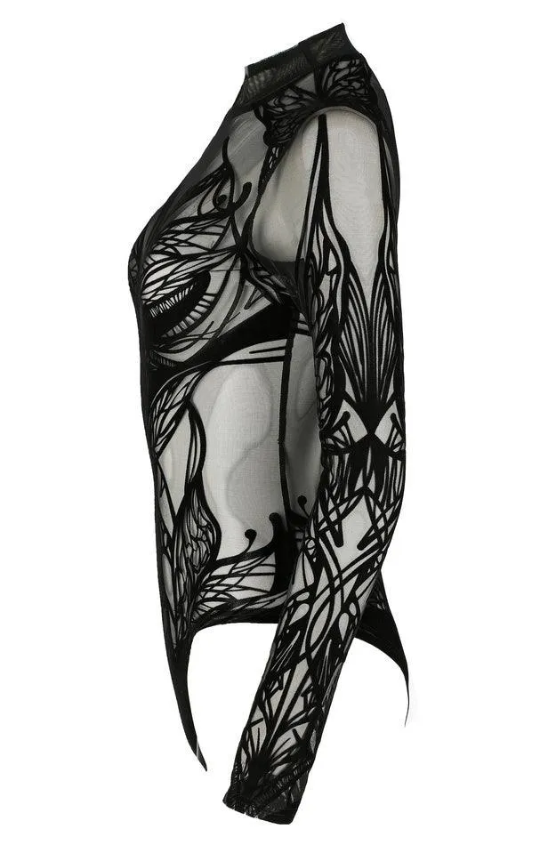 Restyle - Elven Whispers - Ethereal Velvet and Mesh Bodysuit