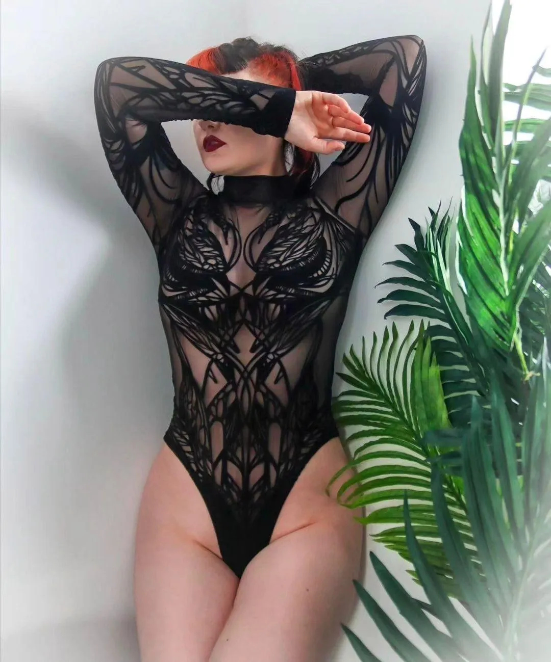 Restyle - Elven Whispers - Ethereal Velvet and Mesh Bodysuit