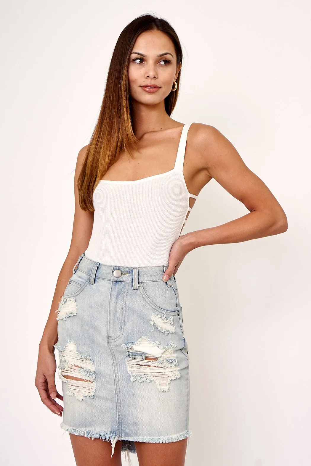 RIBBED CUTOUT BODYSUIT