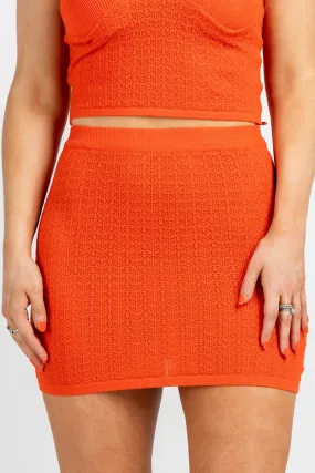 Ribbed sweater skirt tomato