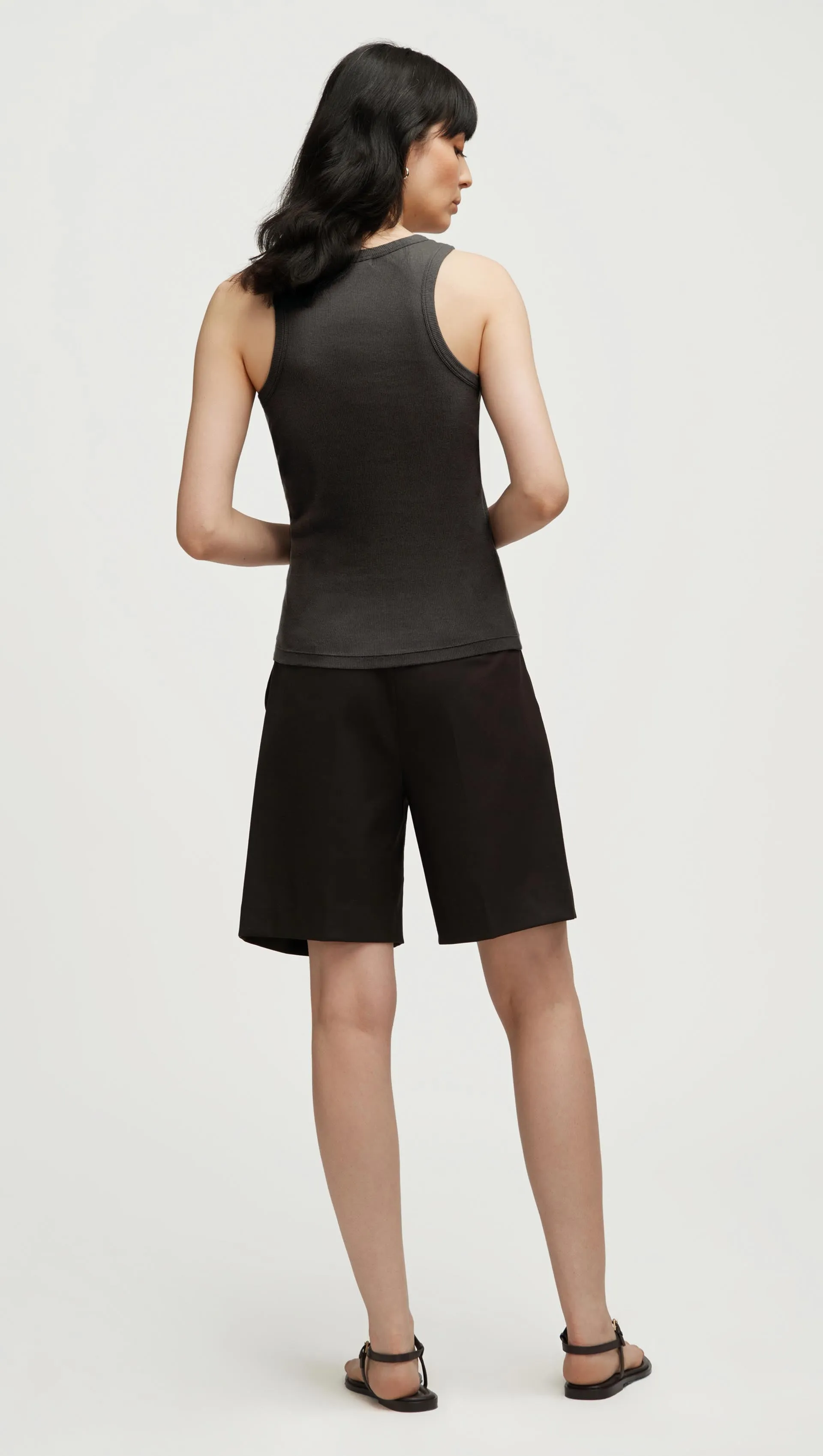 Ribbed Tank in Cotton Elastane | Smoke