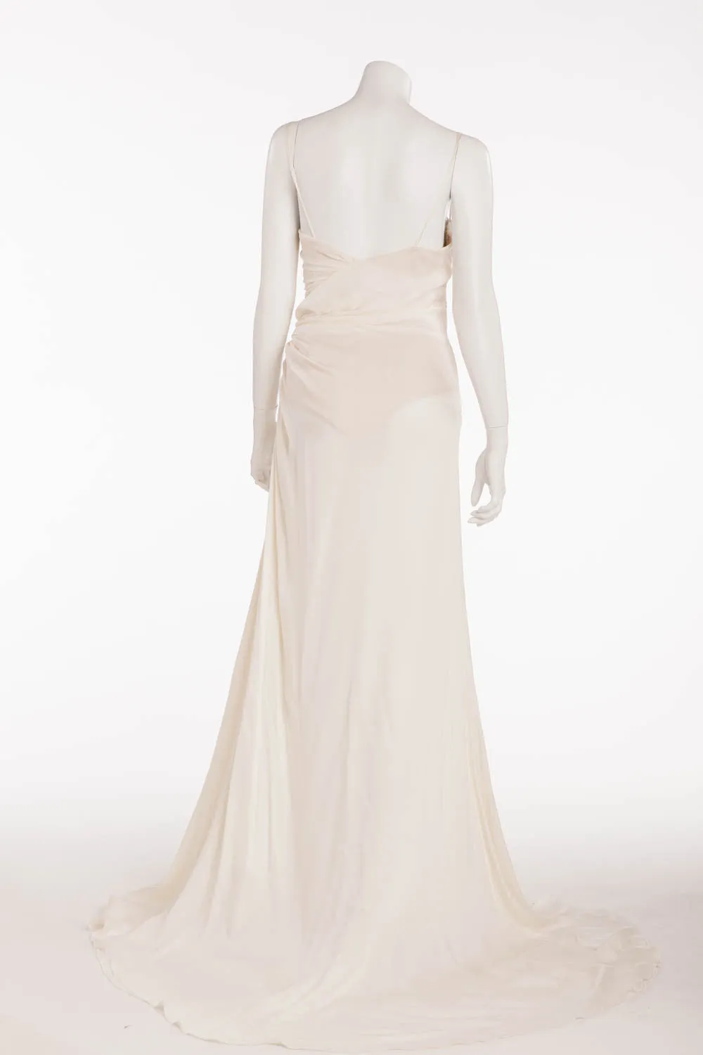 Roberto Cavalli - As seen on Victoria Beckham - White Silk Dress with Jewels - IT 40