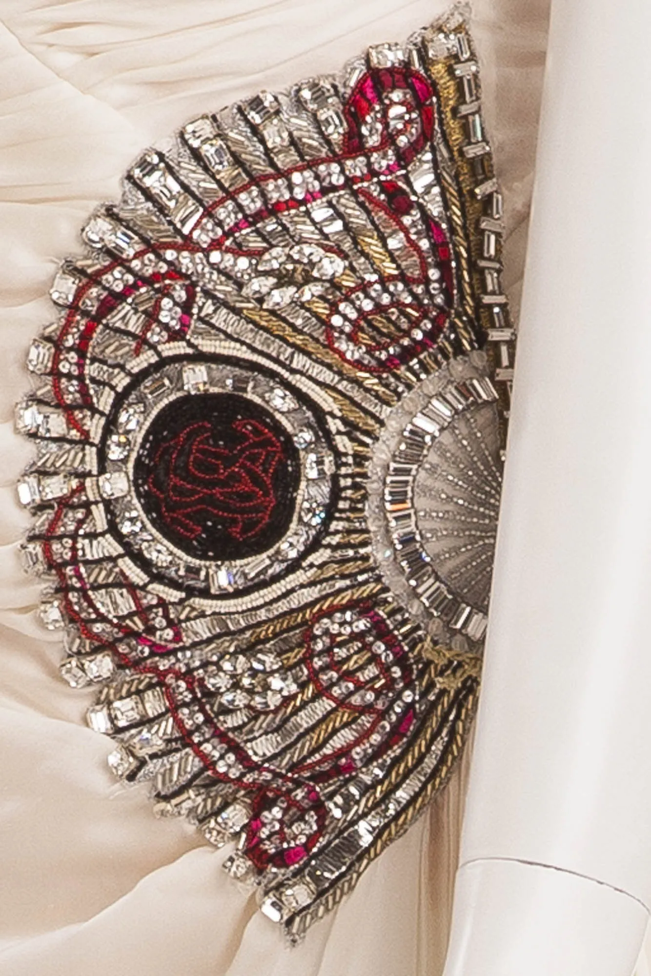 Roberto Cavalli - As seen on Victoria Beckham - White Silk Dress with Jewels - IT 40