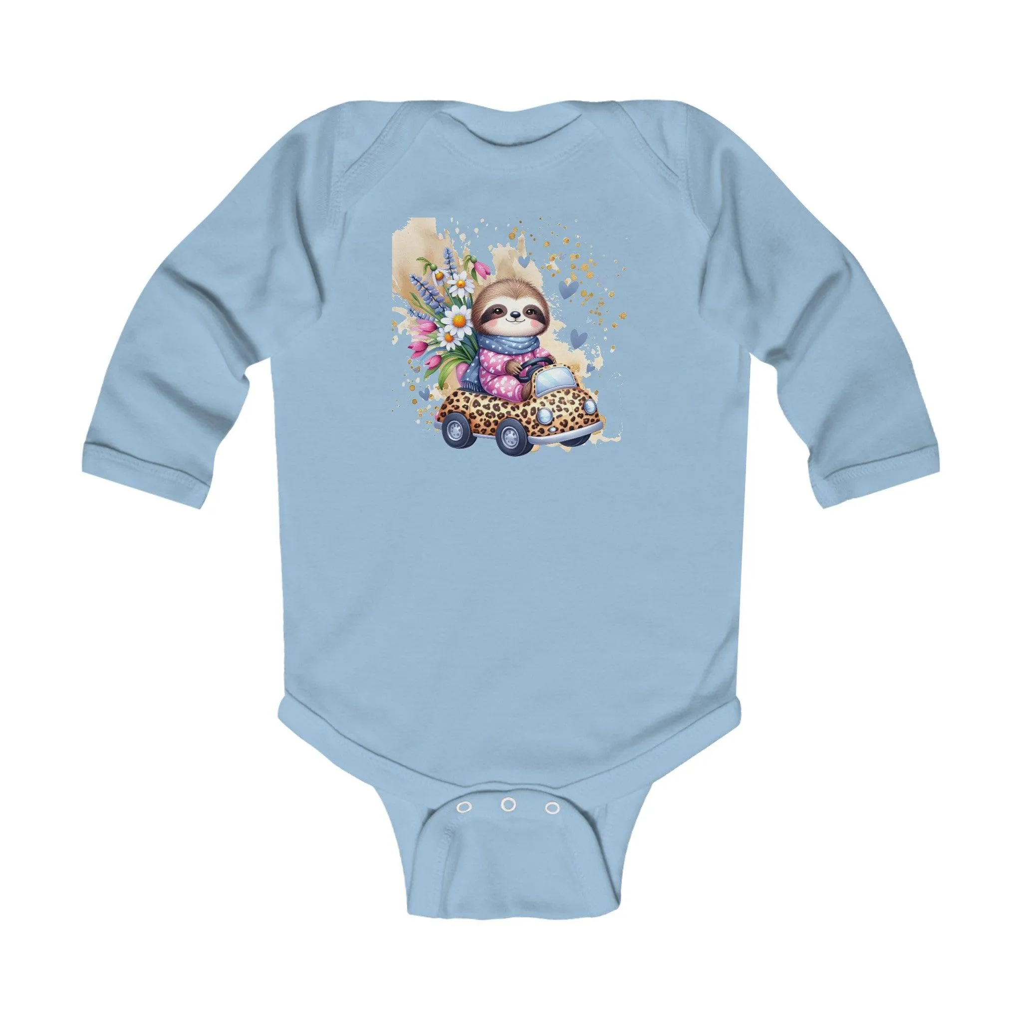 Ropa Bebé Perezoso Viajando en Carro Florido/Ropa Bebé con Diseño Perezoso/Ropa Bebé para Baby Showers