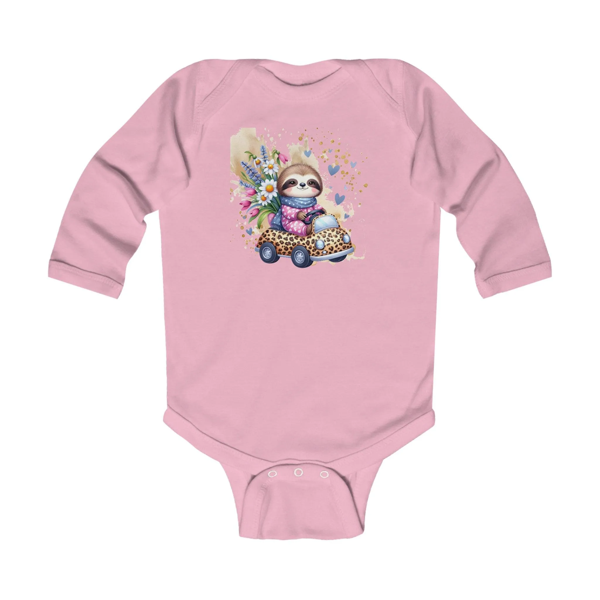 Ropa Bebé Perezoso Viajando en Carro Florido/Ropa Bebé con Diseño Perezoso/Ropa Bebé para Baby Showers