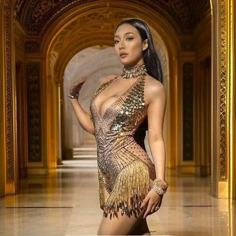 Rose Gold Shimmer Bodysuit w3044