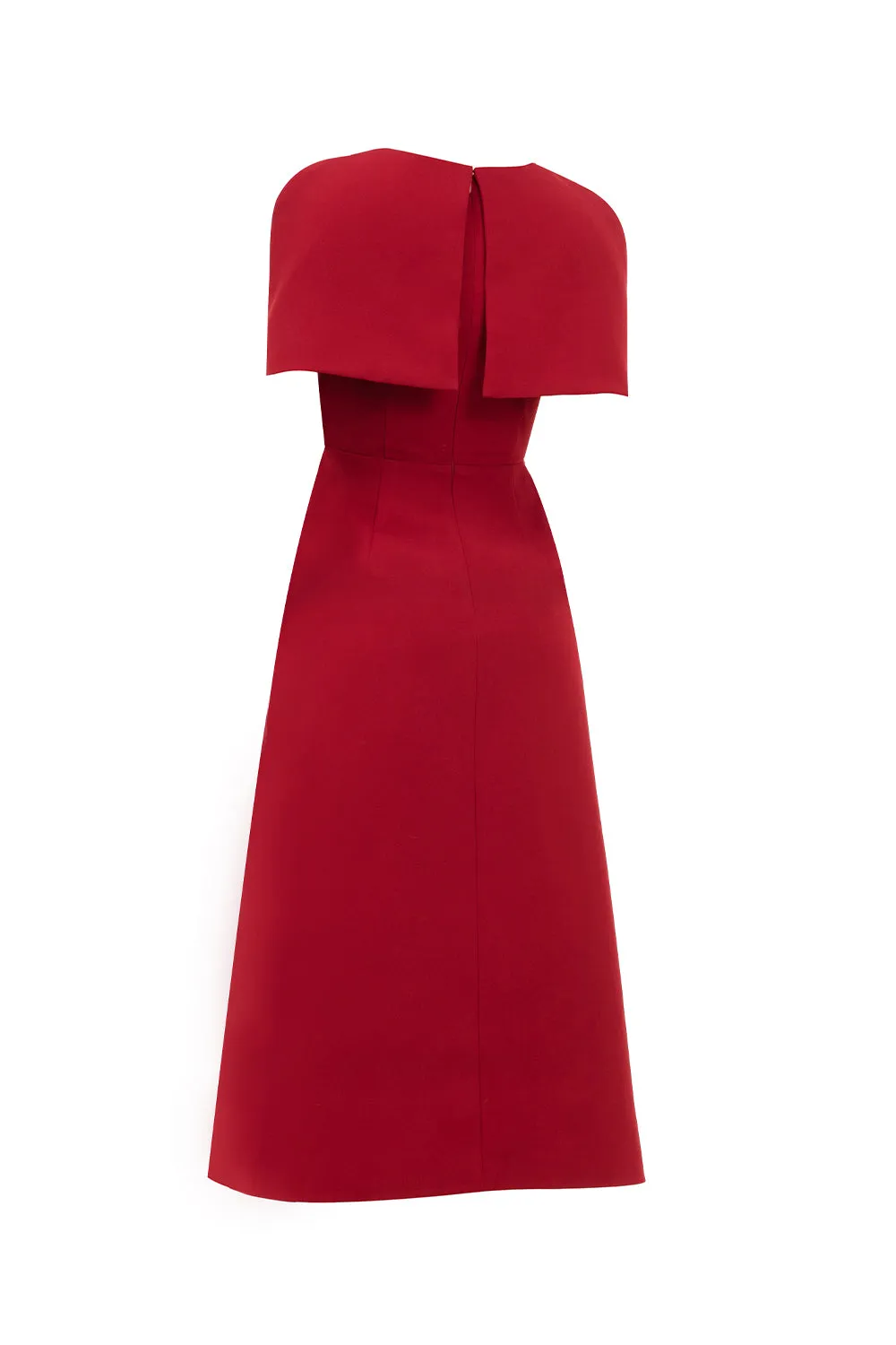 Ruby Gored Cape Sleeved Linen Blend Midi Dress