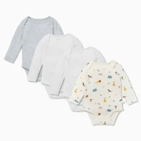 Safari Long Sleeve Bodysuit 4 Pack
