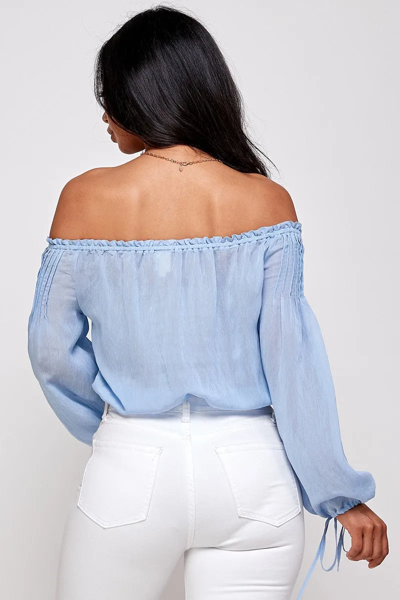 Sandira Bow Detail Off The Shoulder Long Sleeve Bodysuit