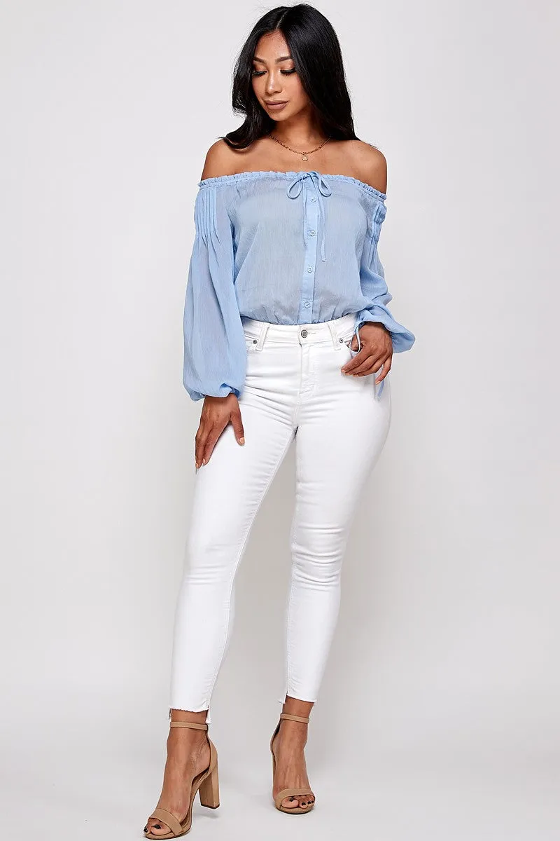 Sandira Bow Detail Off The Shoulder Long Sleeve Bodysuit