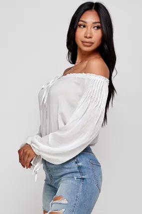 Sandira Bow Detail Off The Shoulder Long Sleeve Bodysuit