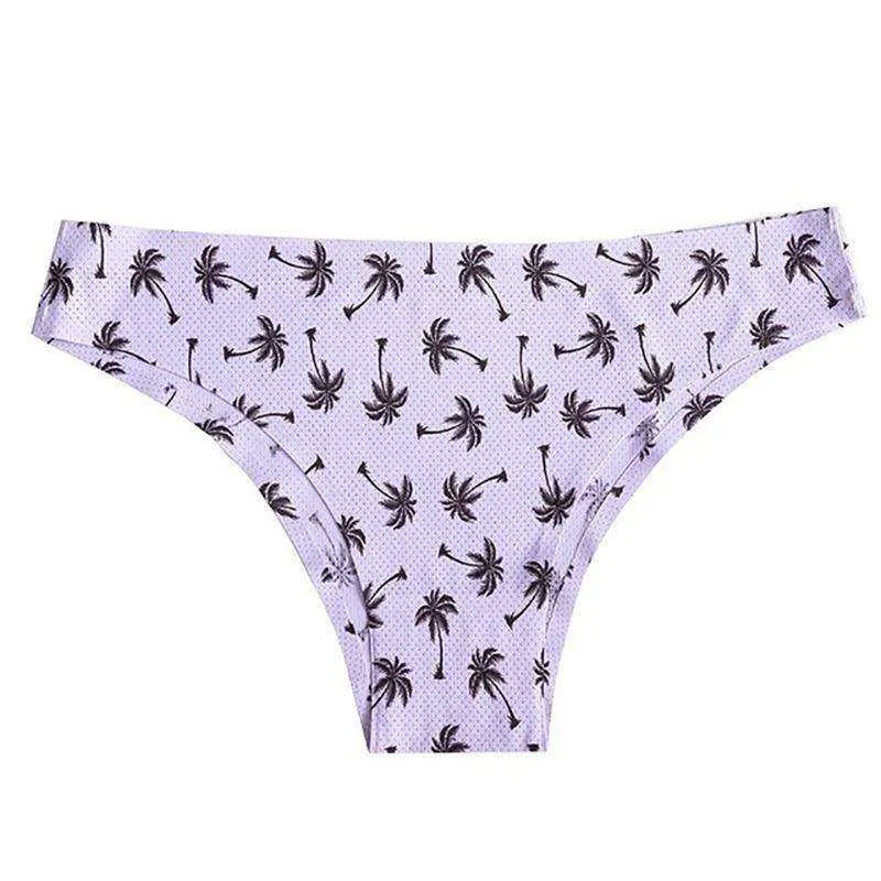 Sexy Seamless Flowers Print  Slip Breathable Underwear For Women