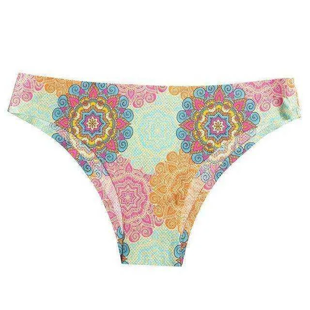 Sexy Seamless Flowers Print  Slip Breathable Underwear For Women
