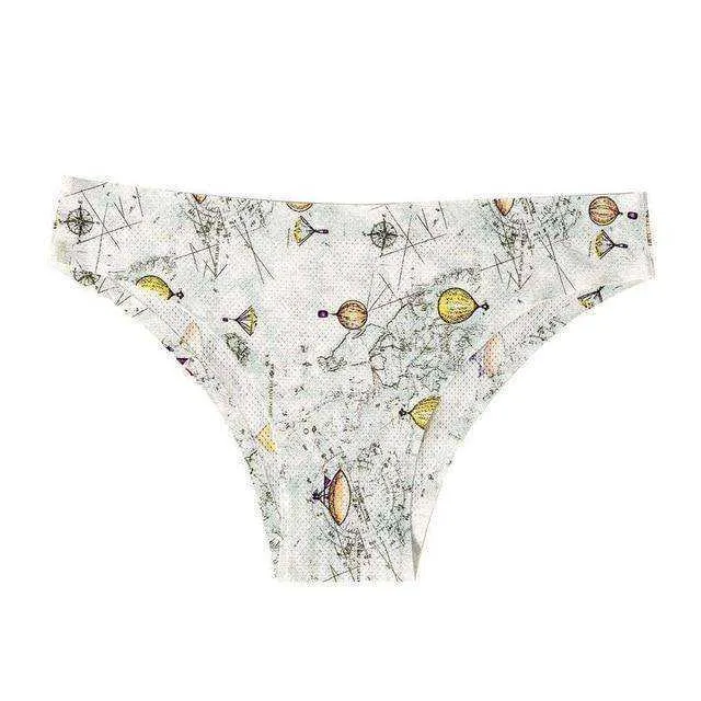 Sexy Seamless Flowers Print  Slip Breathable Underwear For Women