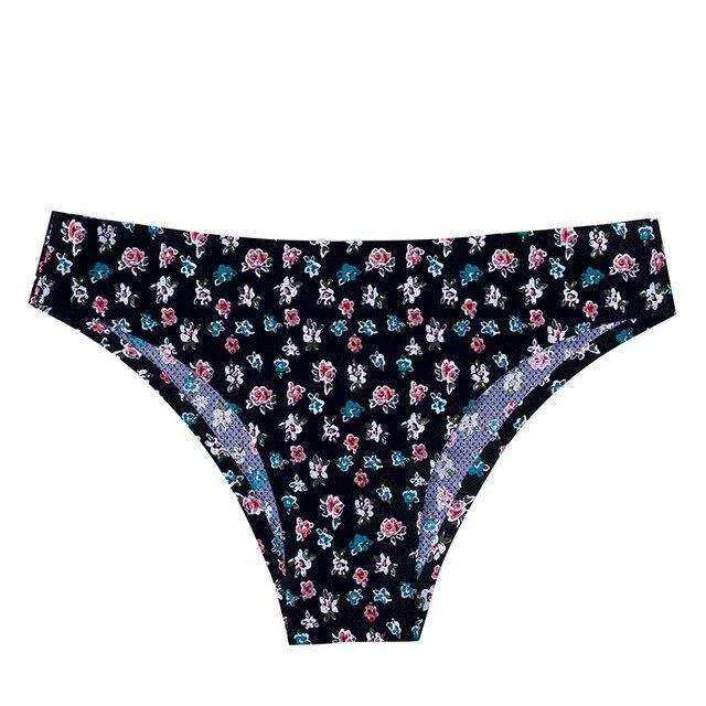 Sexy Seamless Flowers Print  Slip Breathable Underwear For Women