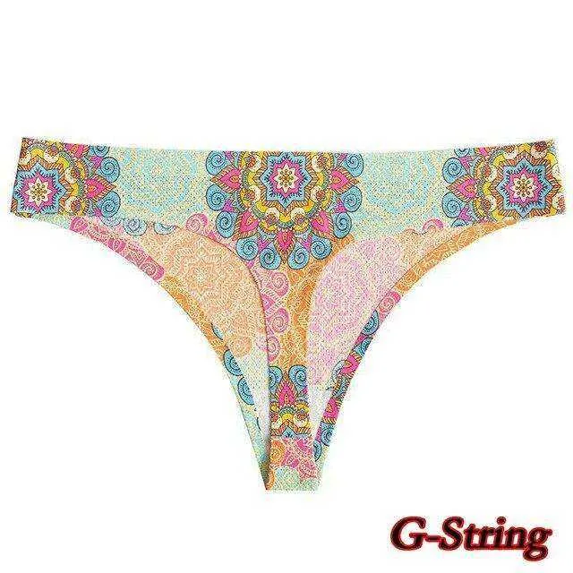 Sexy Seamless Flowers Print  Slip Breathable Underwear For Women