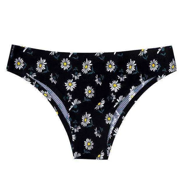 Sexy Seamless Flowers Print  Slip Breathable Underwear For Women