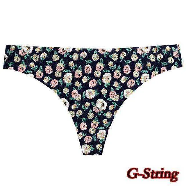 Sexy Seamless Flowers Print  Slip Breathable Underwear For Women