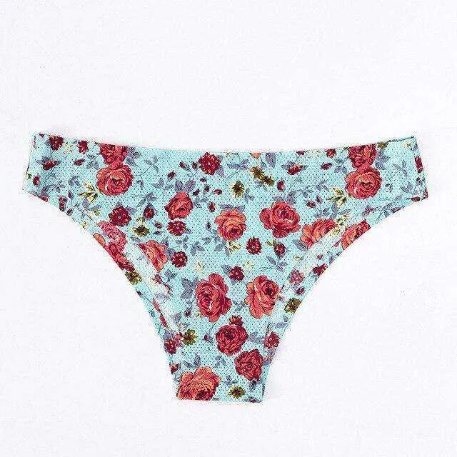 Sexy Seamless Flowers Print  Slip Breathable Underwear For Women