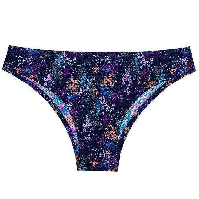 Sexy Seamless Flowers Print  Slip Breathable Underwear For Women