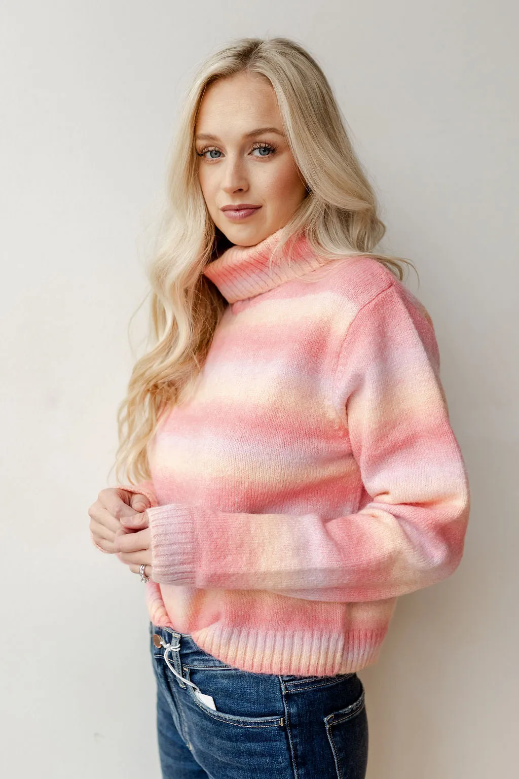 shades of pink crop sweater