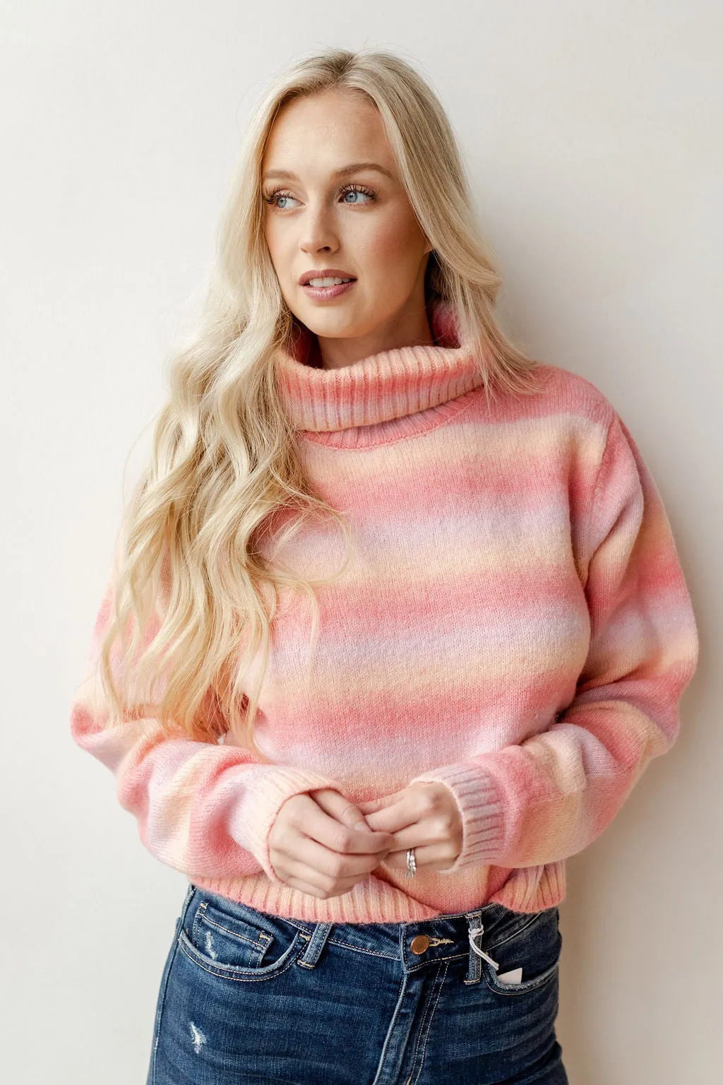 shades of pink crop sweater