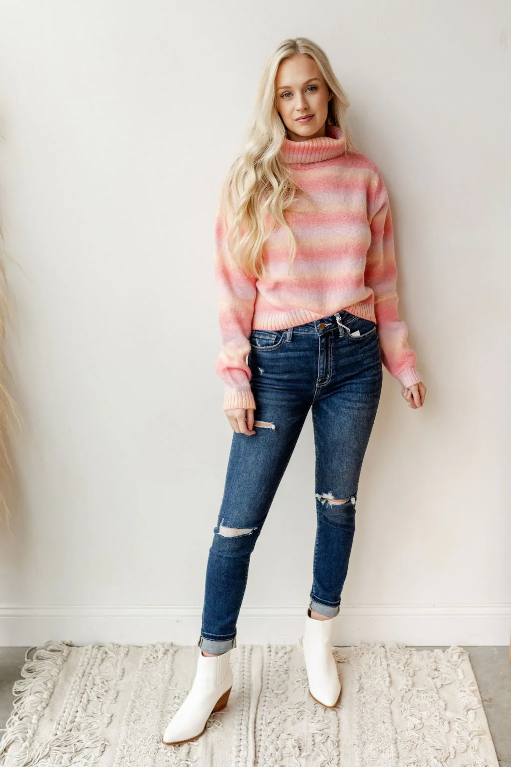shades of pink crop sweater