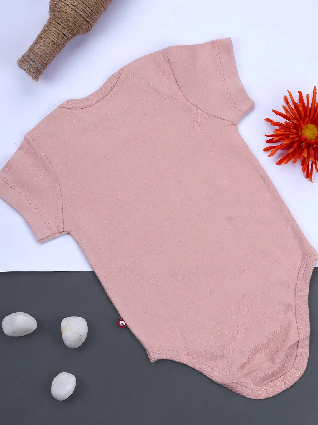 Short Sleeves Light Pink Color Bodysuit For Baby Boys.