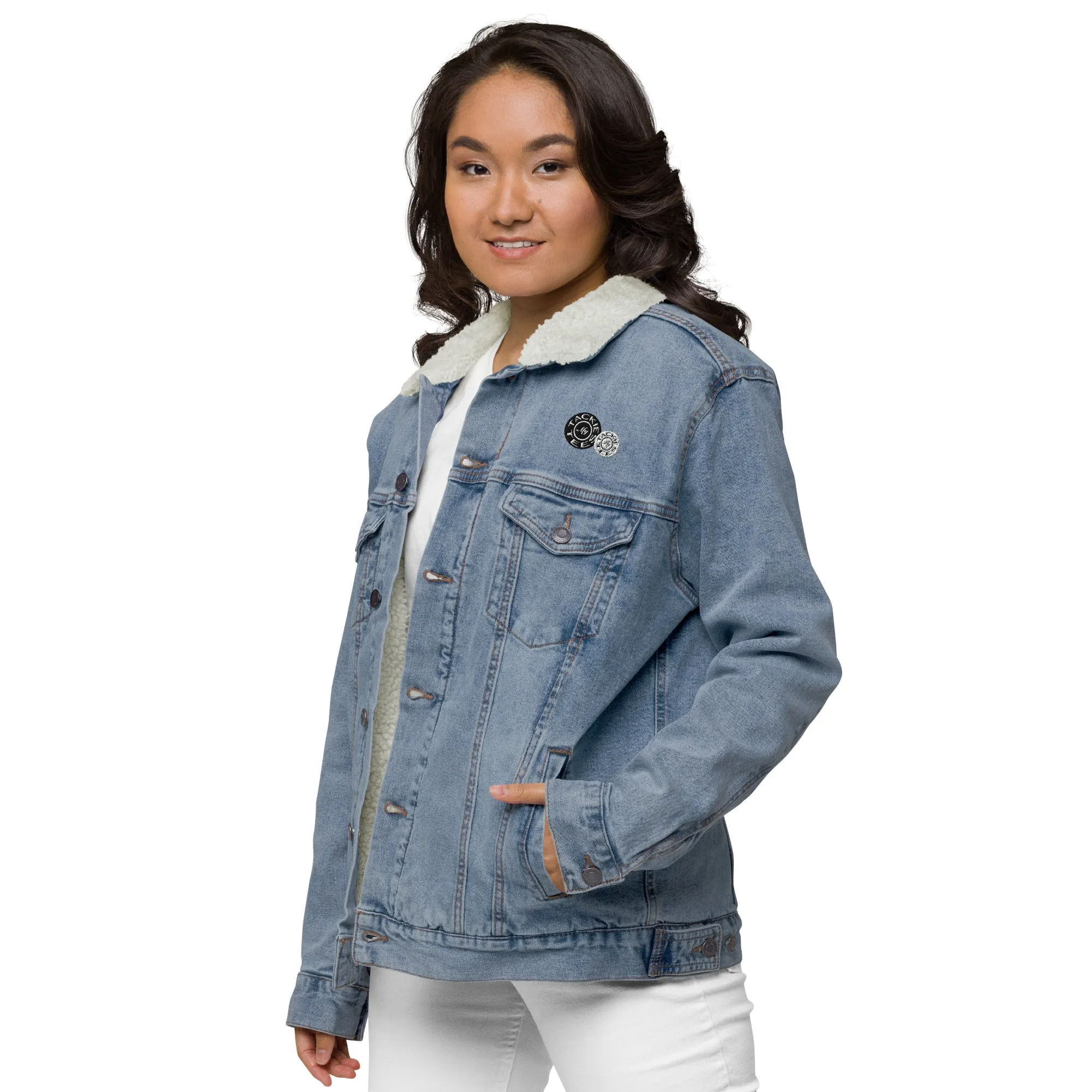 Signature denim sherpa jacket | embroidered