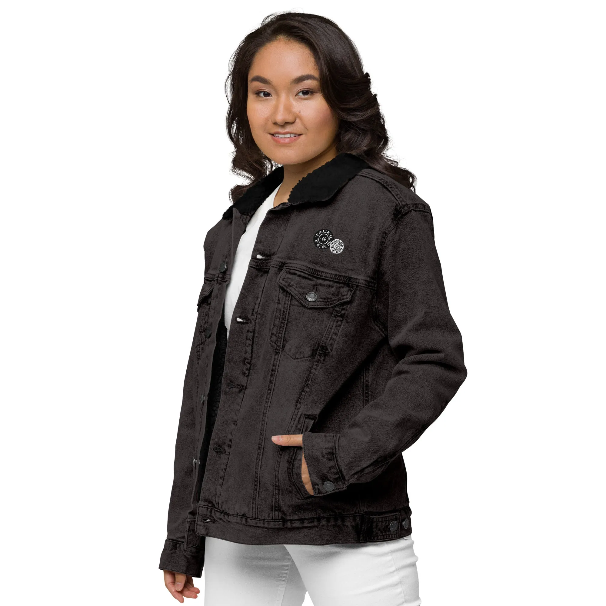 Signature denim sherpa jacket | embroidered