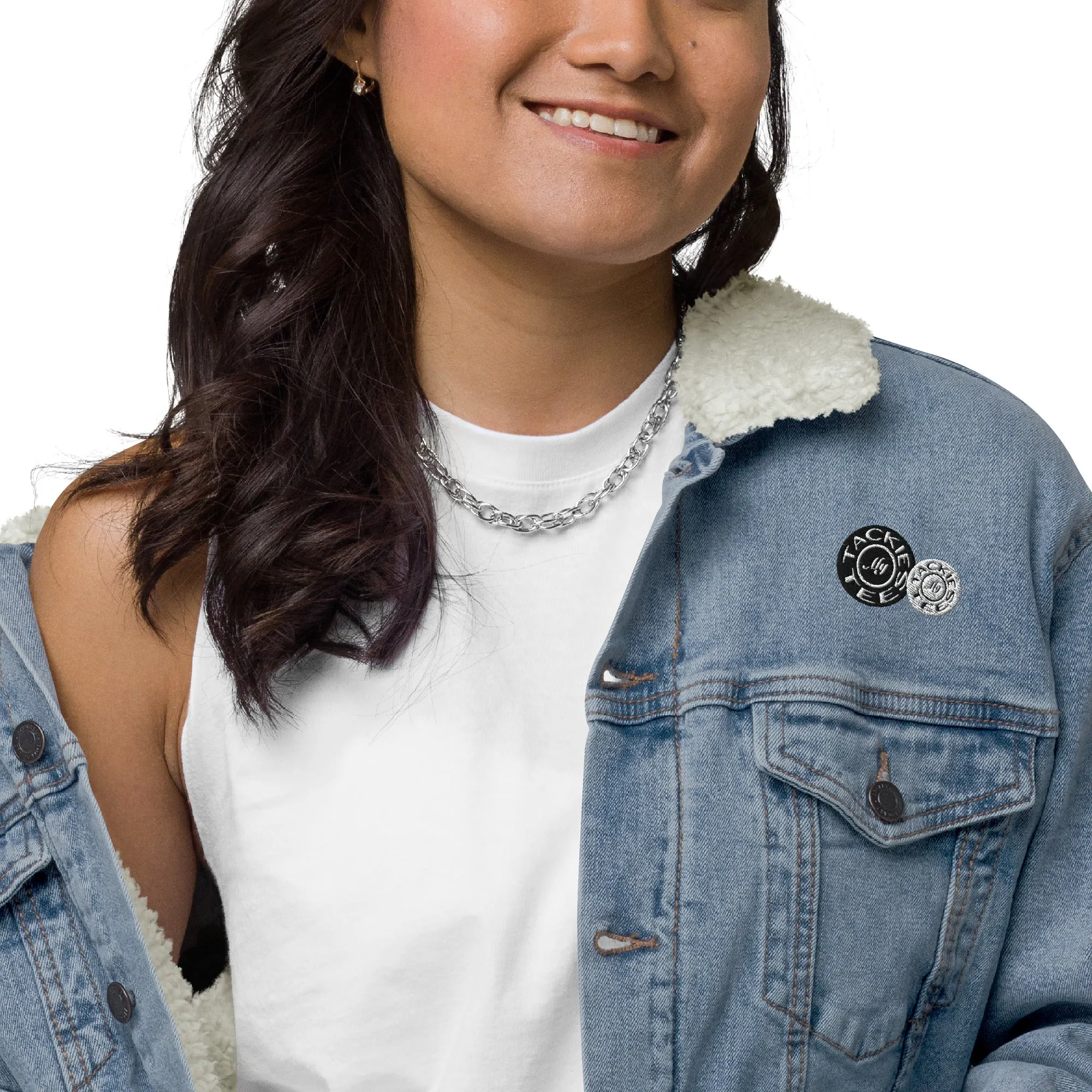 Signature denim sherpa jacket | embroidered