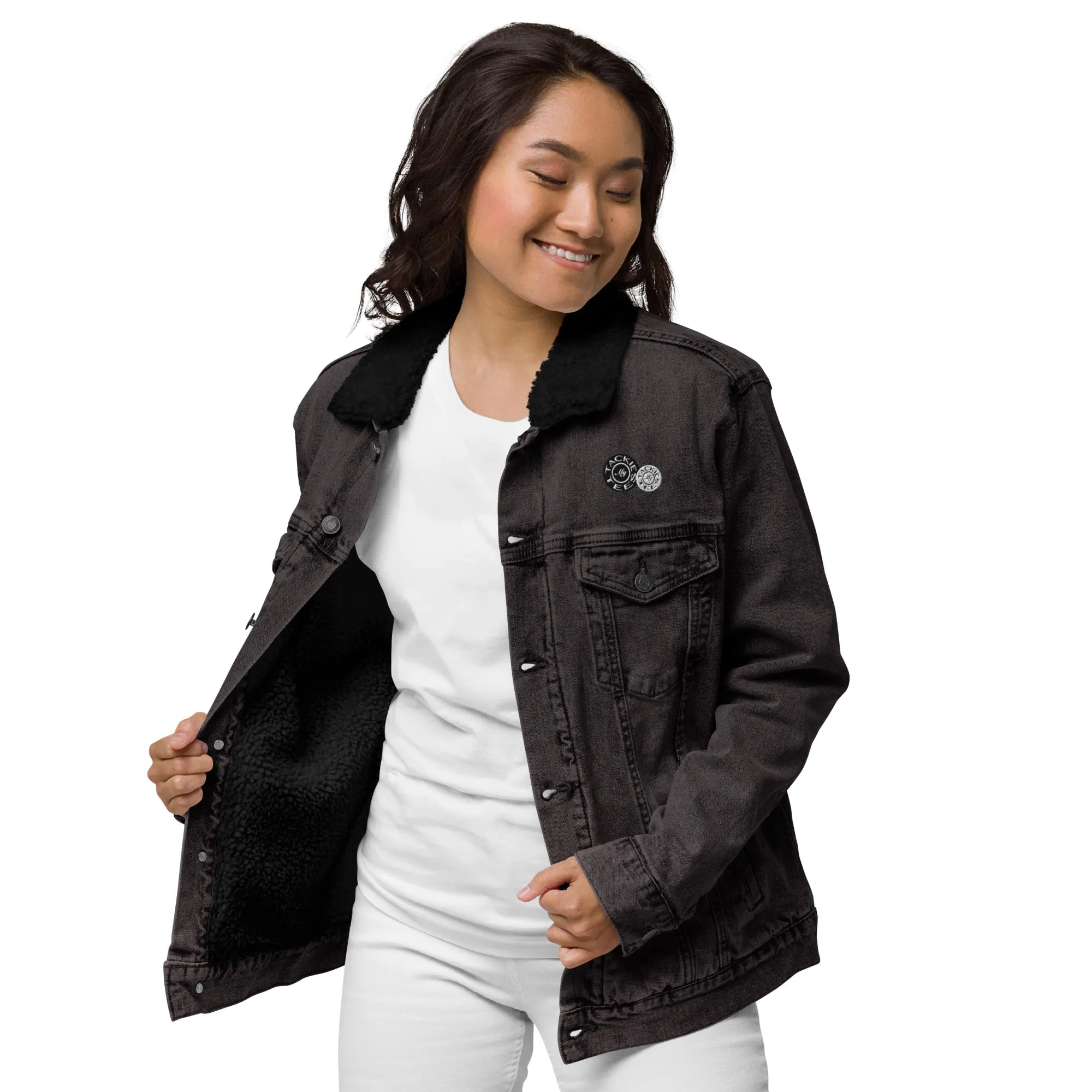 Signature denim sherpa jacket | embroidered