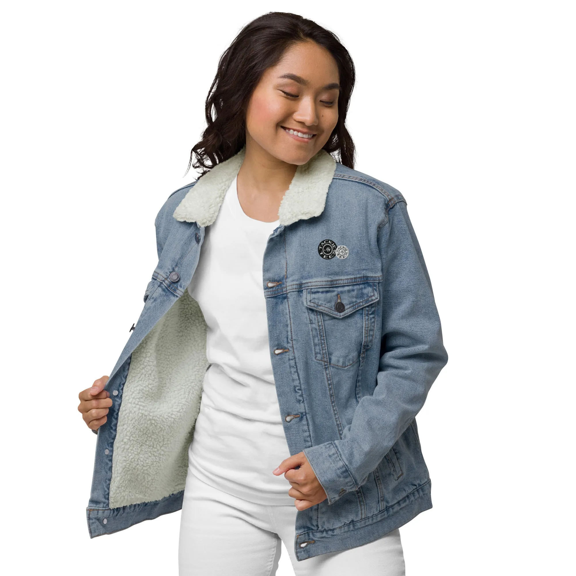 Signature denim sherpa jacket | embroidered