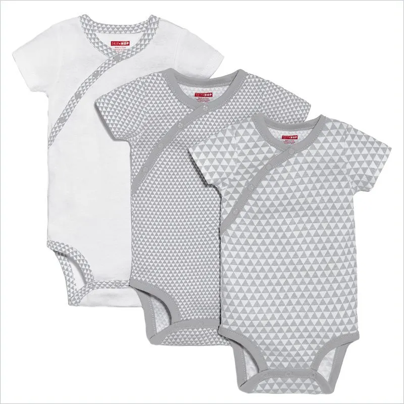 Skip Hop Layette Triangles Side Snap Short Sleeve Neutral Bodysuit (Set of 3)