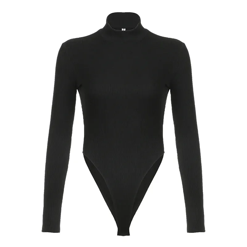 Solid Backless Sexy Skinny Knit Bodysuit
