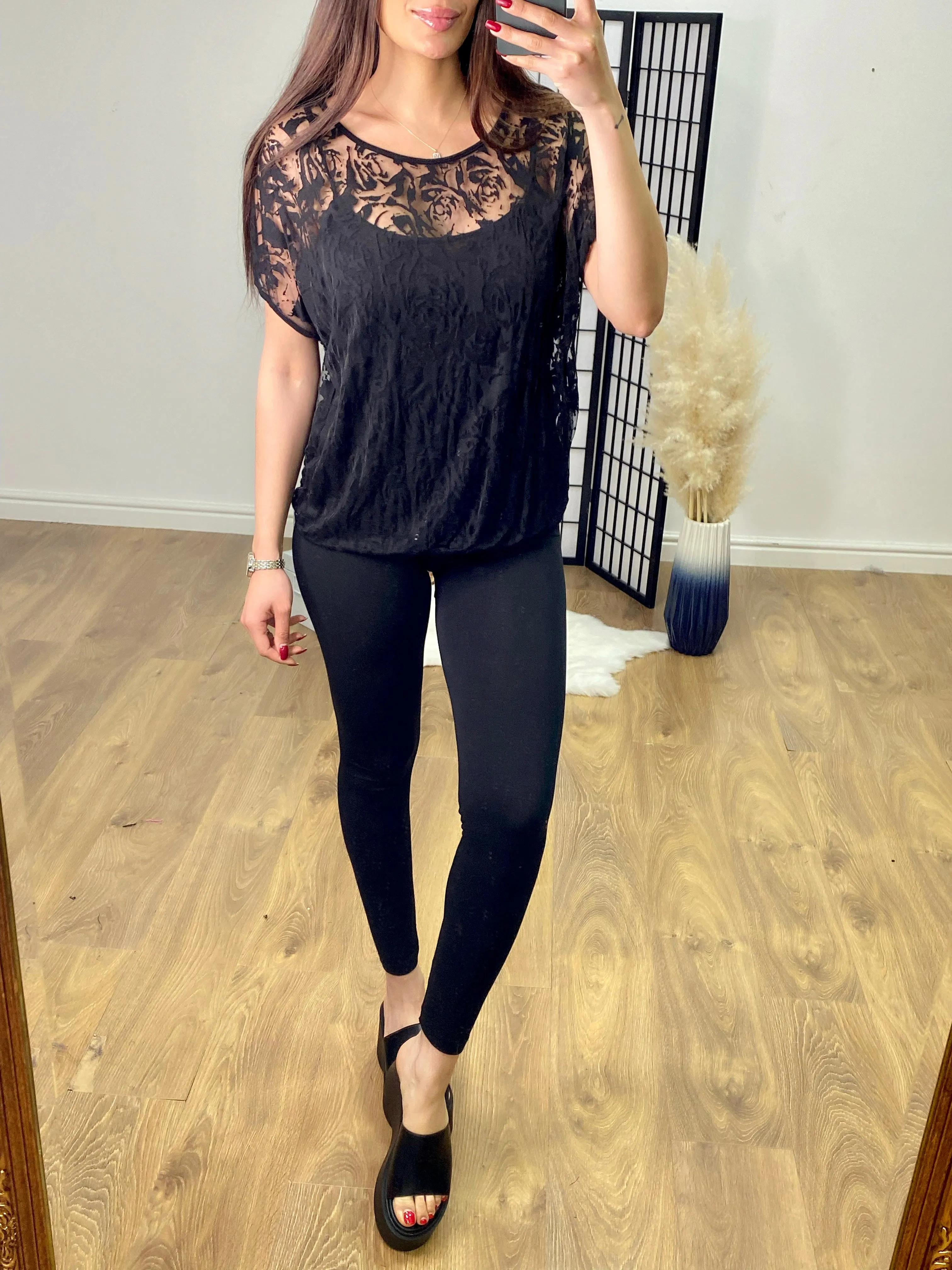 Sonda Double Layer Velvet Textured Top