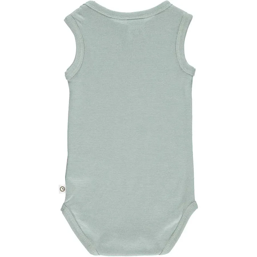 Spa Green Woolly Silk Sleeveless Bodysuit